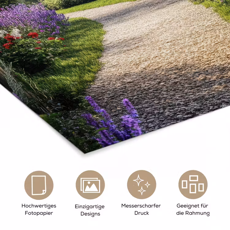 Doorkijk - Tuinboog - Bloemen - Natuur - Pad poster papier klein -tcloseup_DE