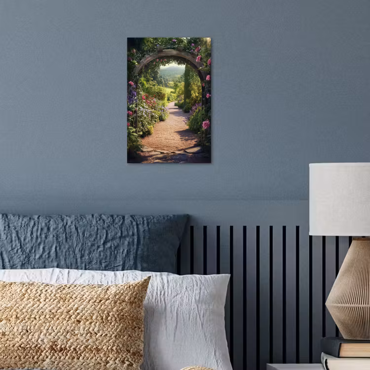 Doorkijk - Bloemen - Natuur - Rozenboog poster papier klein -sfeer2