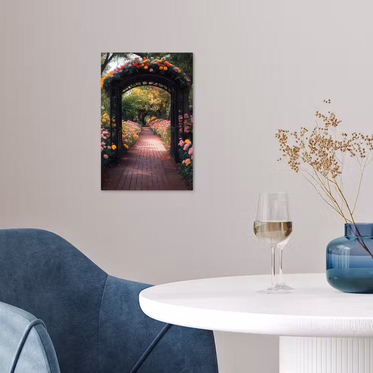 Doorkijk - Bloemen - Pad - Natuur - Kleurrijk poster papier klein -sfeer3