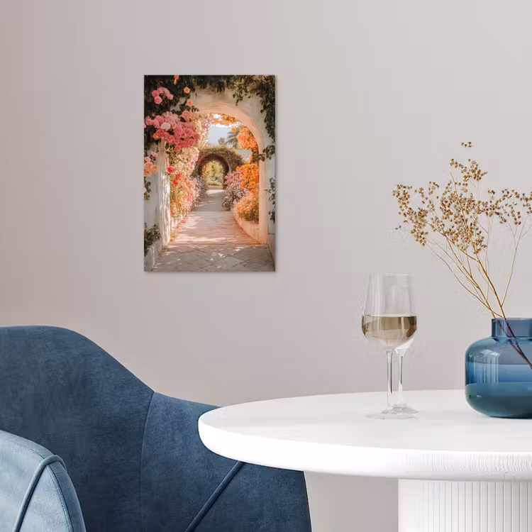 Doorkijk - Boog - Bloemen - Pastel poster papier klein -sfeer3