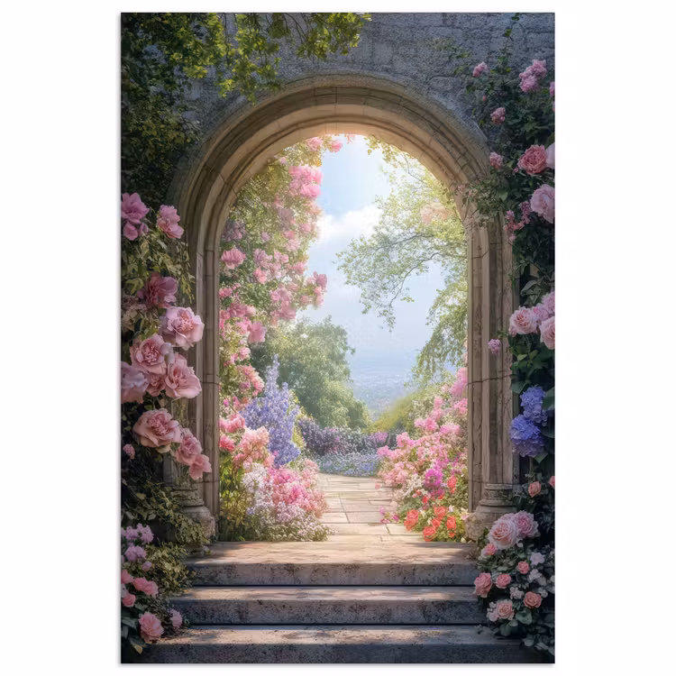 Doorkijk - Rozen - Vintage - Bloemen poster papier klein -3d