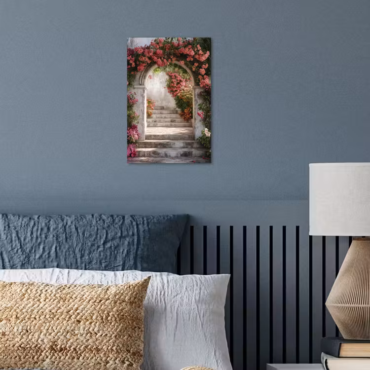 Doorkijk - Rozen - Vintage - Poort poster papier klein -sfeer2