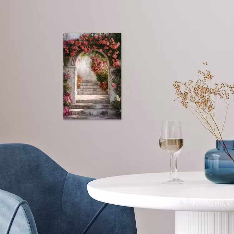 Doorkijk - Rozen - Vintage - Poort poster papier klein -sfeer3