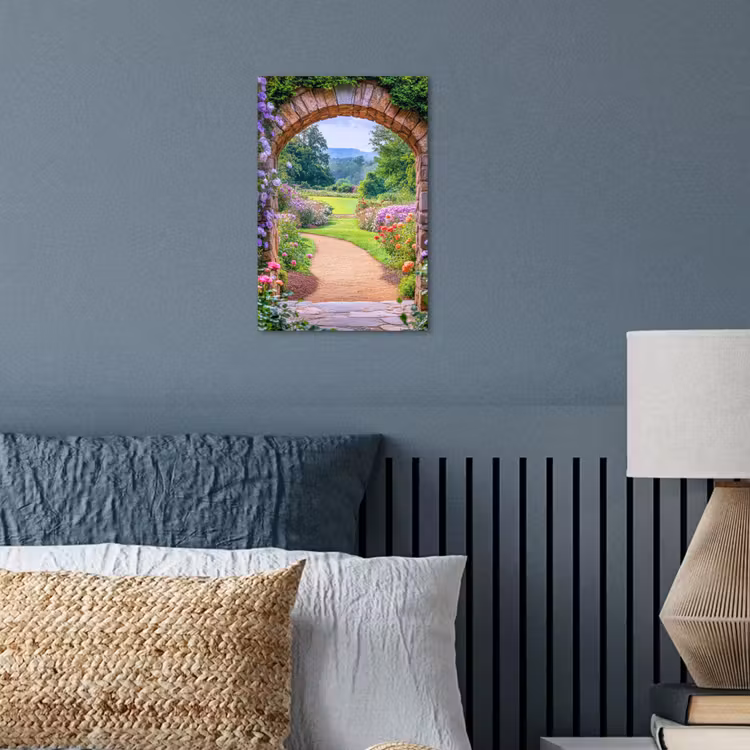 Doorkijk - Poort - Bloemen - Tuin poster papier klein -sfeer2