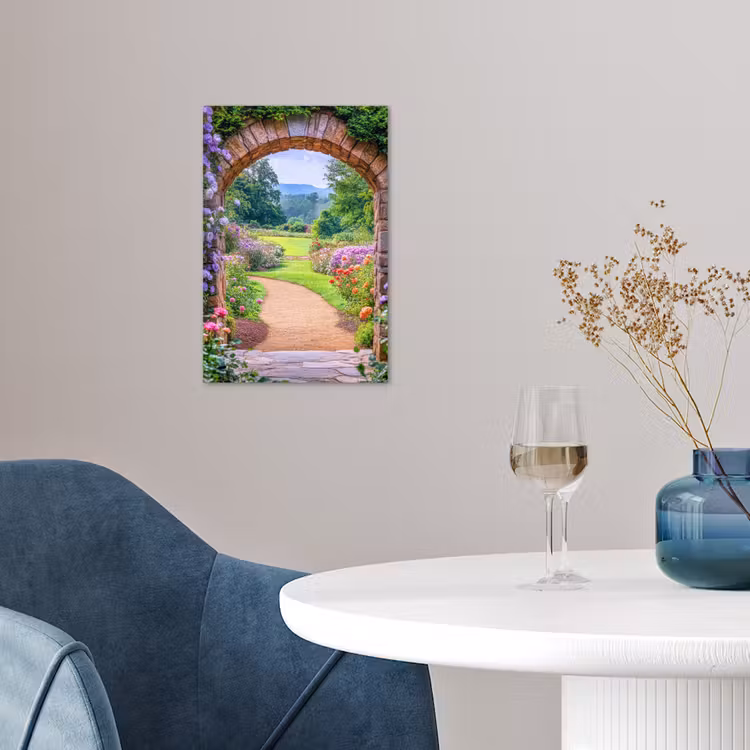 Doorkijk - Poort - Bloemen - Tuin poster papier klein -sfeer3