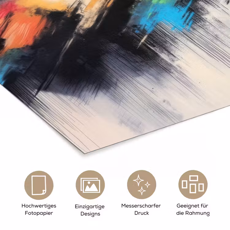 Dynamisch - Abstract - Kleurrijk - Zwart poster papier klein -tcloseup_DE