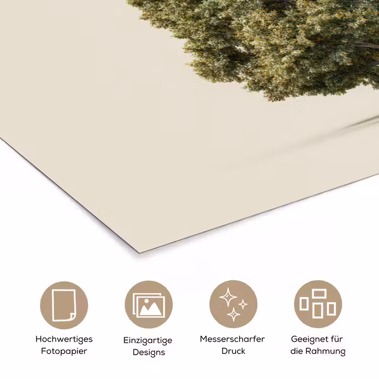 Eikenboom - Groen - Lichte achtergrond poster papier klein -tcloseup_DE