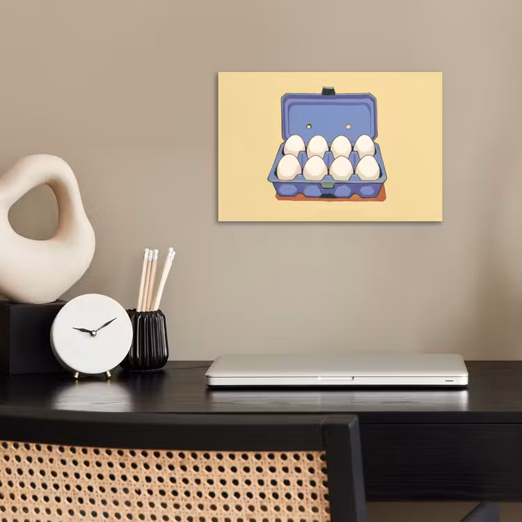 Eieren - Doos - Minimalistisch - Blauw poster papier klein -sfeer1