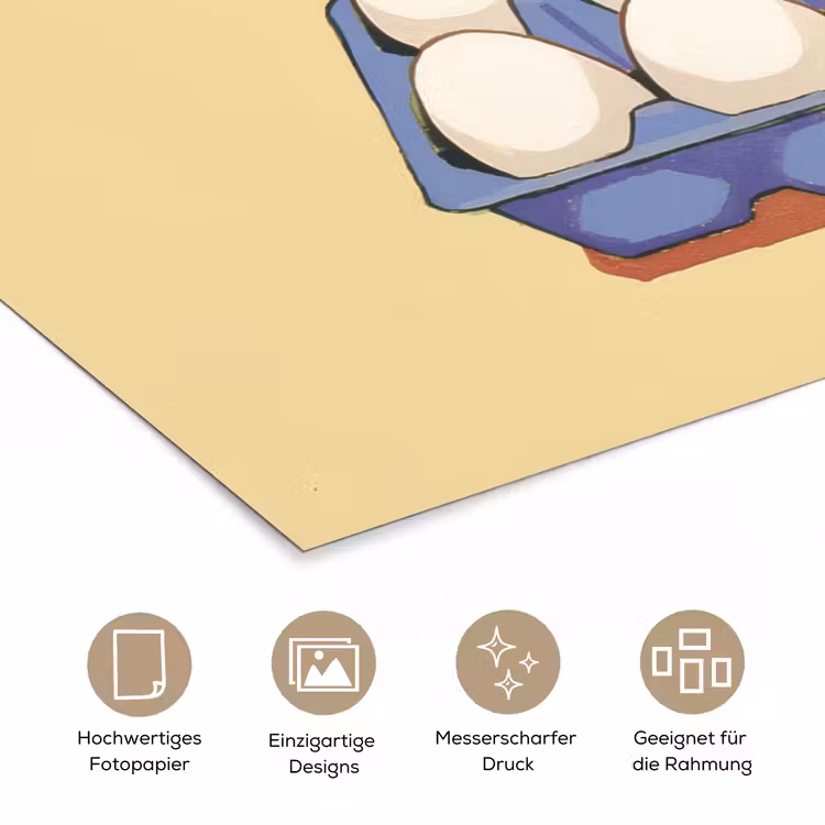 Eieren - Doos - Minimalistisch - Blauw poster papier klein -tcloseup_DE