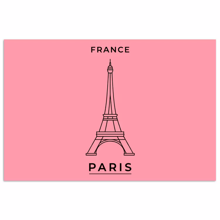 Eiffeltoren - Parijs - Architectuur - Minimalistisch - Roze poster papier klein -3d