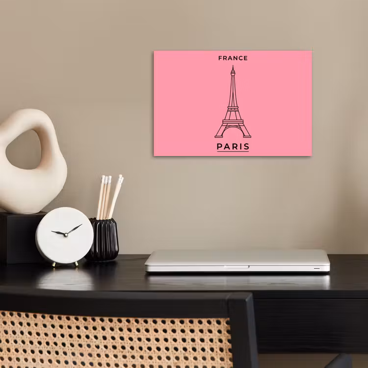 Eiffeltoren - Parijs - Architectuur - Minimalistisch - Roze poster papier klein -sfeer1