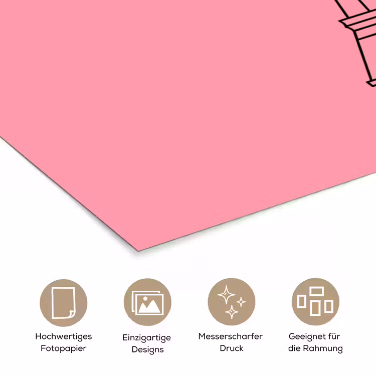Eiffeltoren - Parijs - Architectuur - Minimalistisch - Roze poster papier klein -tcloseup_DE