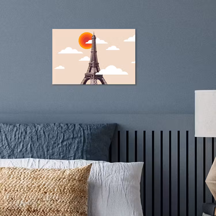 Eiffeltoren - Zon - Architectuur - Abstract - Beige poster papier klein -sfeer2