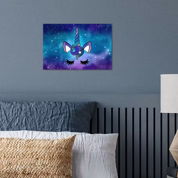 Eenhoorn - Sterrenhemel - Ster - Blauw poster papier klein -sfeer2