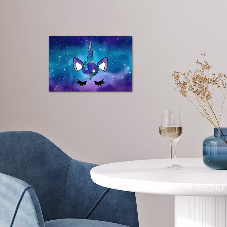 Eenhoorn - Sterrenhemel - Ster - Blauw poster papier klein -sfeer3