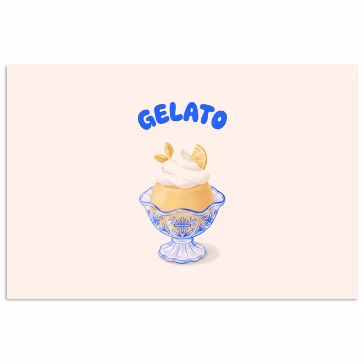 IJs - Citroen - Illustratie - Geel - Dessert poster papier klein -3d