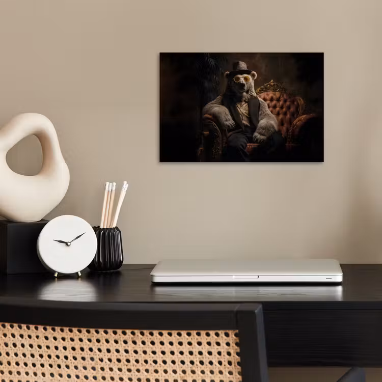 Ijsbeer - Hoed - Bril - Stoel poster papier klein -sfeer1