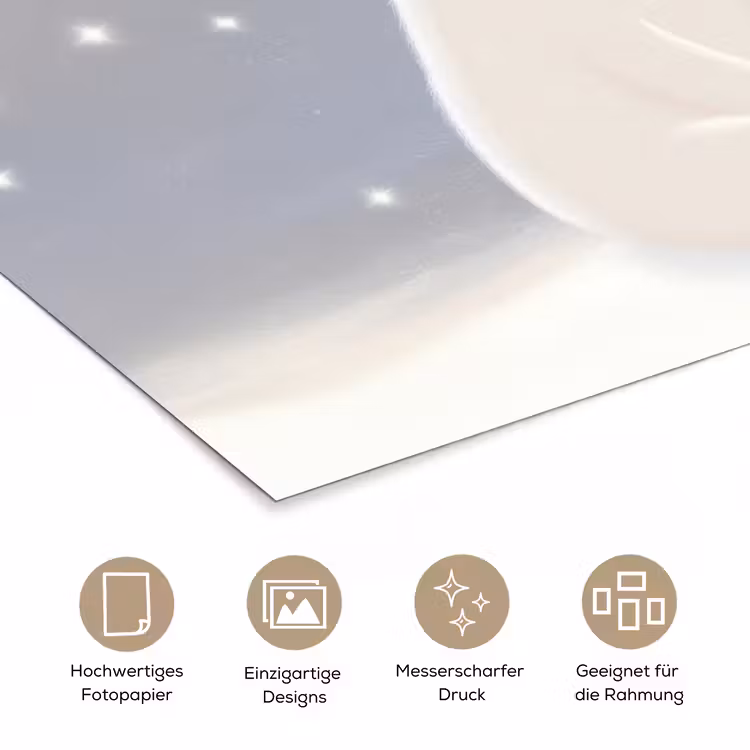 Ijsbeer - Sneeuw - Sterren - Blauw poster papier klein -tcloseup_DE