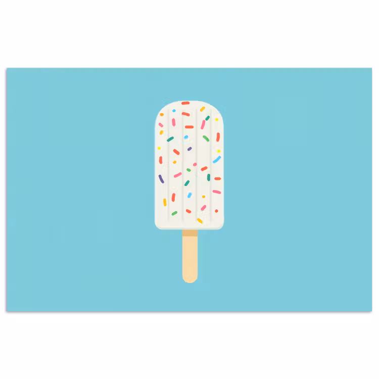 Ijsje - Stokje - Sprinkles - Lichtblauw poster papier klein -3d