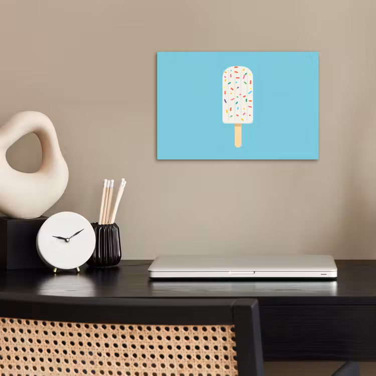 Ijsje - Stokje - Sprinkles - Lichtblauw poster papier klein -sfeer1
