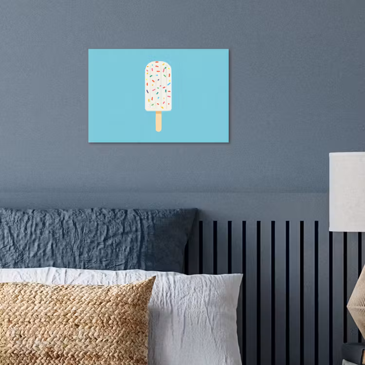 Ijsje - Stokje - Sprinkles - Lichtblauw poster papier klein -sfeer2