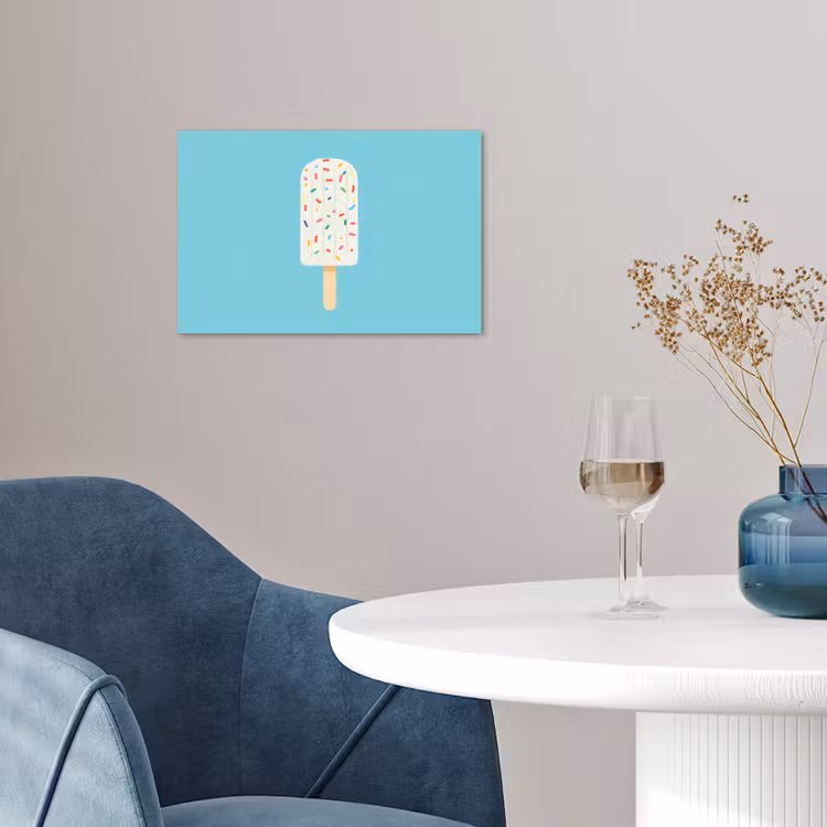 Ijsje - Stokje - Sprinkles - Lichtblauw poster papier klein -sfeer3