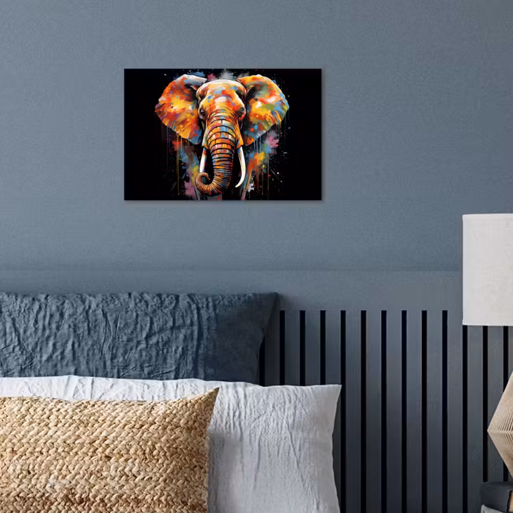 Olifant - Graffiti - Zwart - Dieren - Kleuren poster papier klein -sfeer2