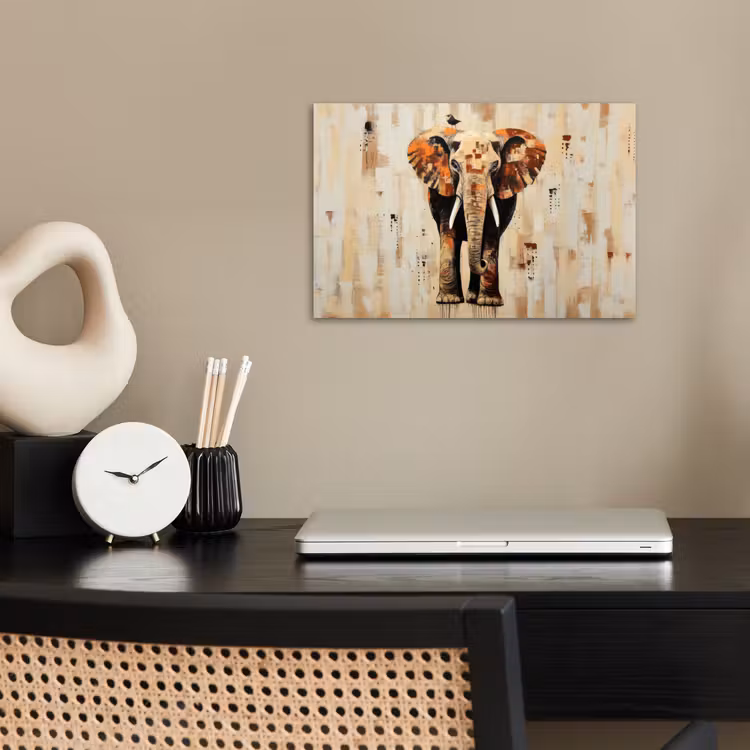 Olifant - Slurf - Mozaïek - Abstract poster papier klein -sfeer1