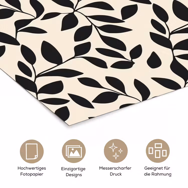 Elegant - Patroon - Zwart - Beige poster papier klein 62 -tcloseup_DE