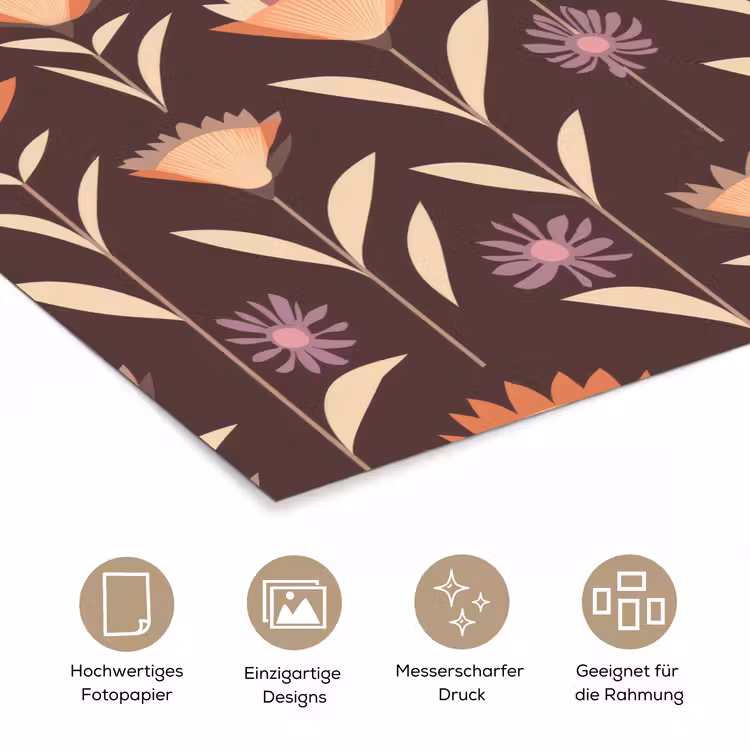 Elegant - Retro - Bruin poster papier klein 62 -tcloseup_DE