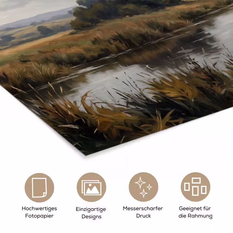 Eenden - Rivier - Landschap - Vlucht - Nostalgisch poster papier klein -tcloseup_DE