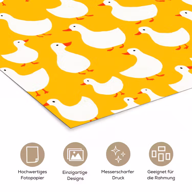 Eendjes - Patroon - Geel poster papier klein 62 -tcloseup_DE