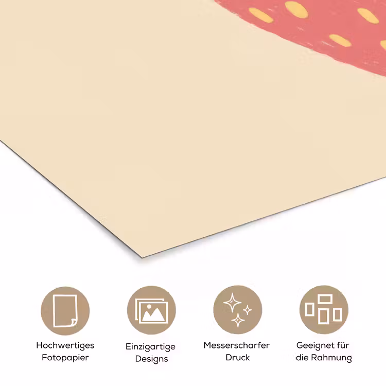 Aardbei - Minimalistisch - Rood - Fruit poster papier klein -tcloseup_DE