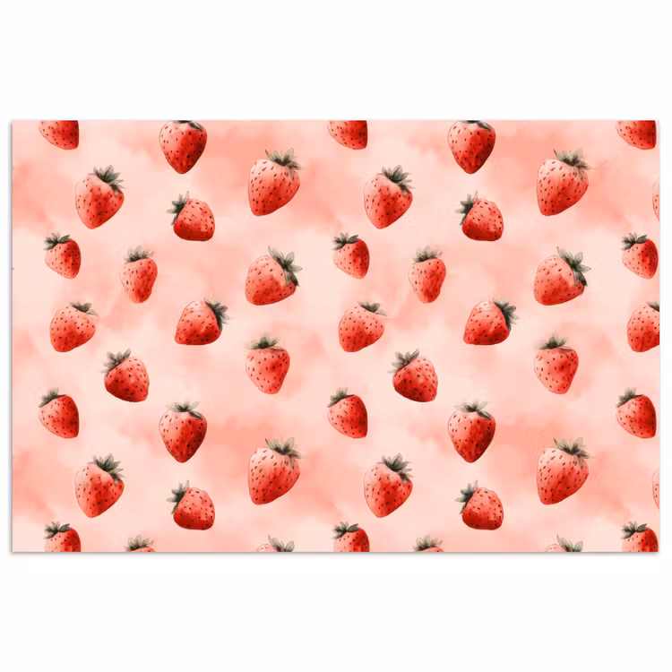 Aardbei - Patroon - Roze poster papier klein 62 -3d