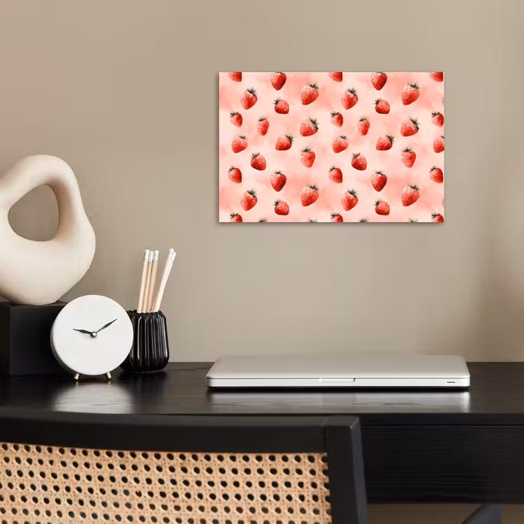Aardbei - Patroon - Roze poster papier klein 62 -sfeer1