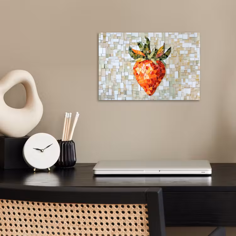 Aardbei - Rood - Mozaïek - Fruit poster papier klein -sfeer1
