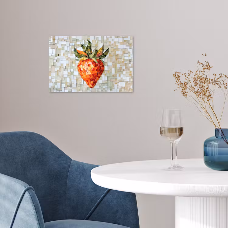 Aardbei - Rood - Mozaïek - Fruit poster papier klein -sfeer3