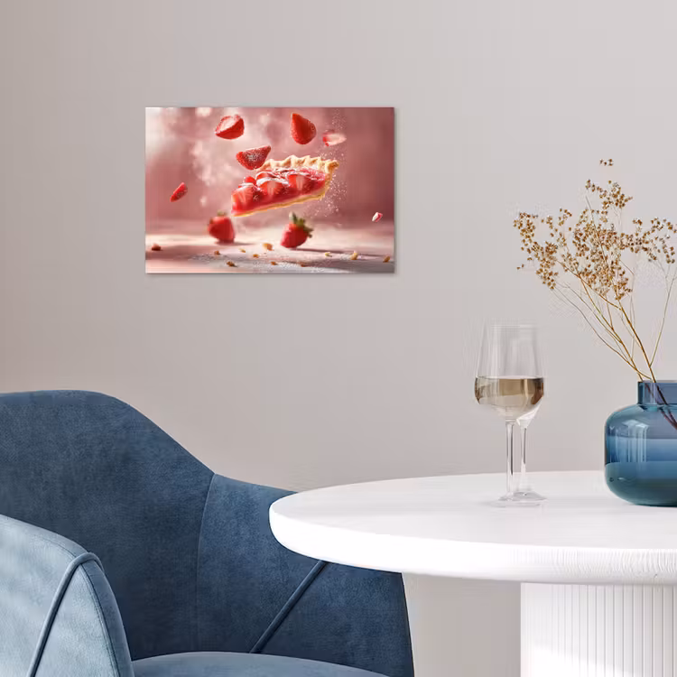 Aardbei - Taart- Eten - Roze poster papier klein -sfeer3