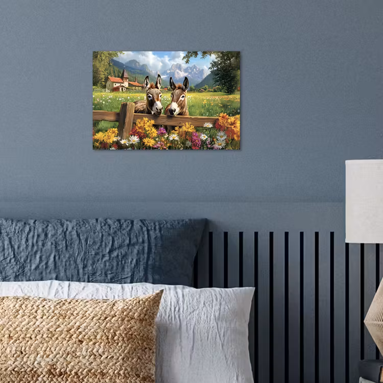Ezels - Bloemen - Zomers poster papier klein -sfeer2