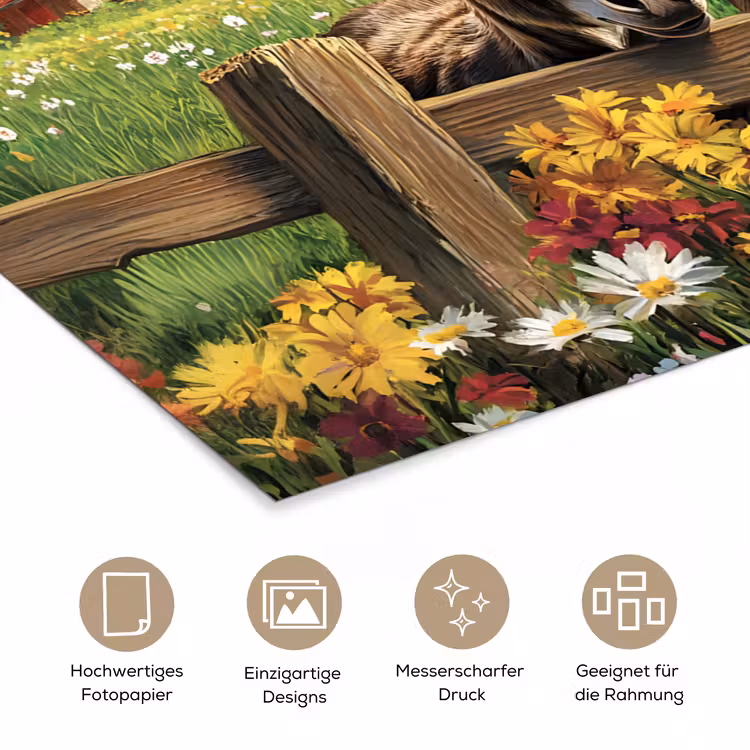 Ezels - Bloemen - Zomers poster papier klein -tcloseup_DE