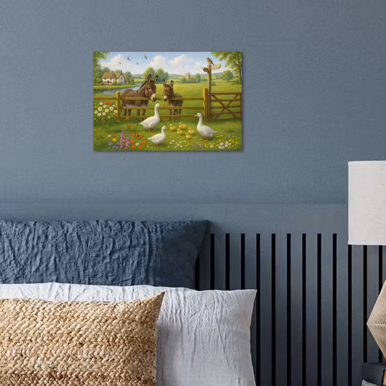 Ezels - Ganzen - Kleurrijk poster papier klein -sfeer2