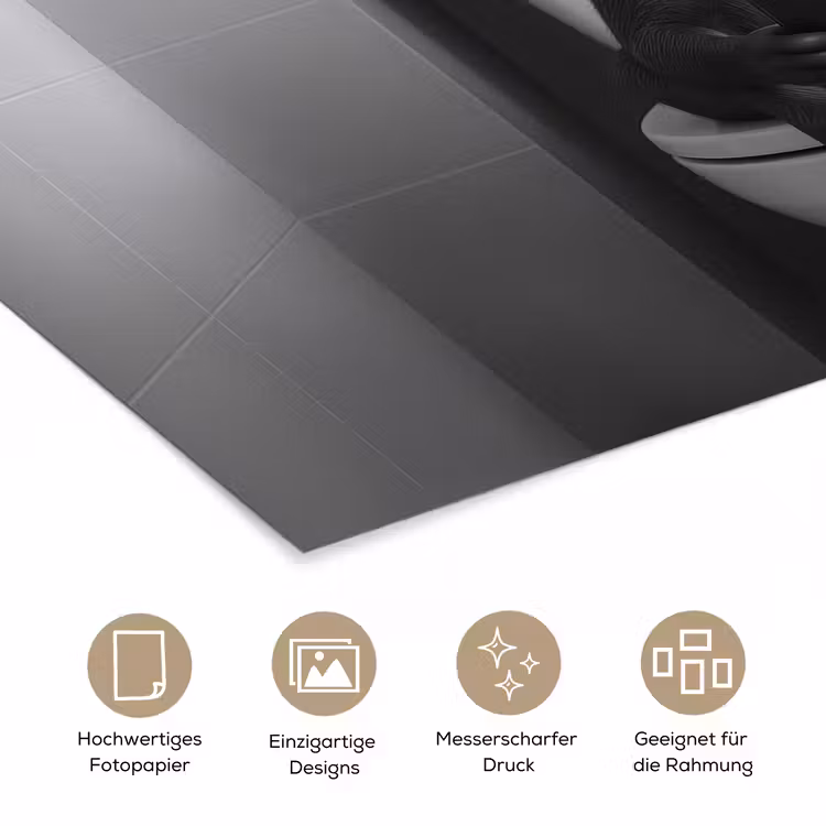 Ezel - Telefoon - Toilet - Zwart - Wit poster papier klein -tcloseup_DE
