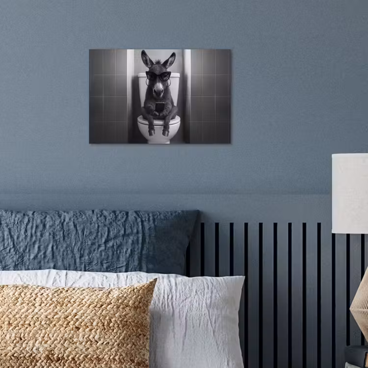 Ezel - Telefoon - Toilet - Zwart - Wit poster papier klein -sfeer2