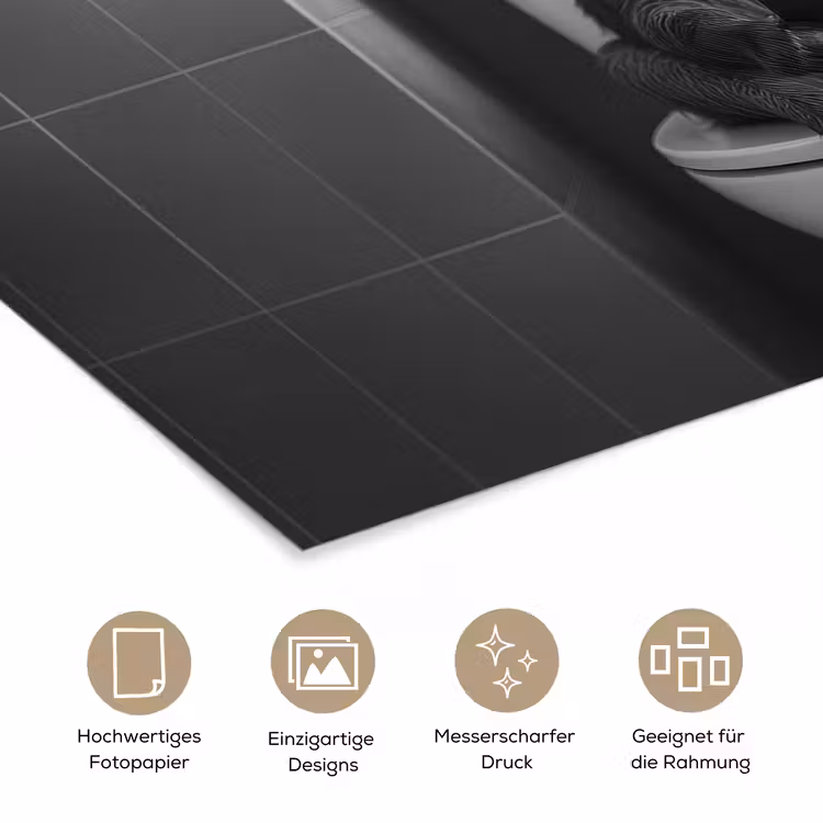 Ezel - Telefoon - Toilet - Zwart - Wit poster papier klein -tcloseup_DE
