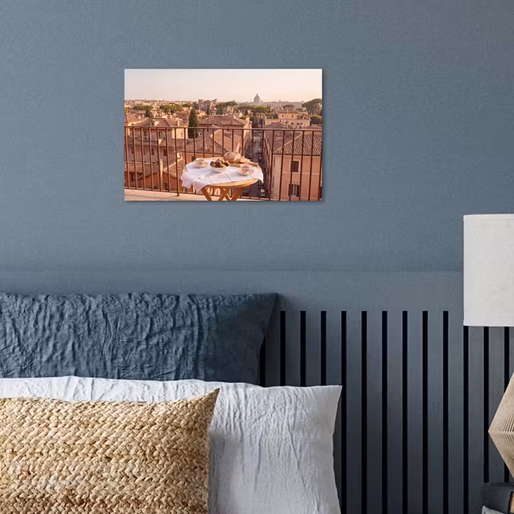 Eten - Ontbijt - Balkon - Stad - Zonsopgang poster papier klein -sfeer2