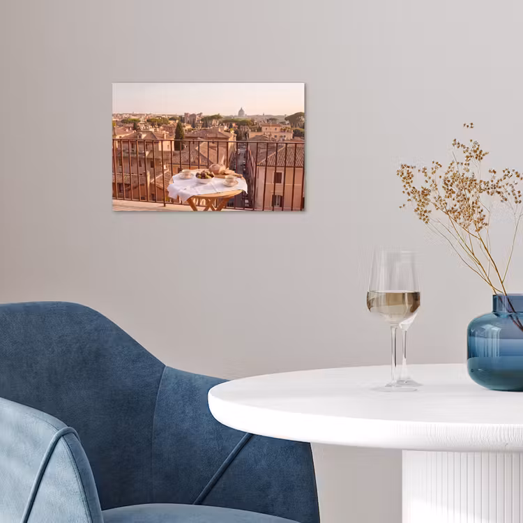 Eten - Ontbijt - Balkon - Stad - Zonsopgang poster papier klein -sfeer3
