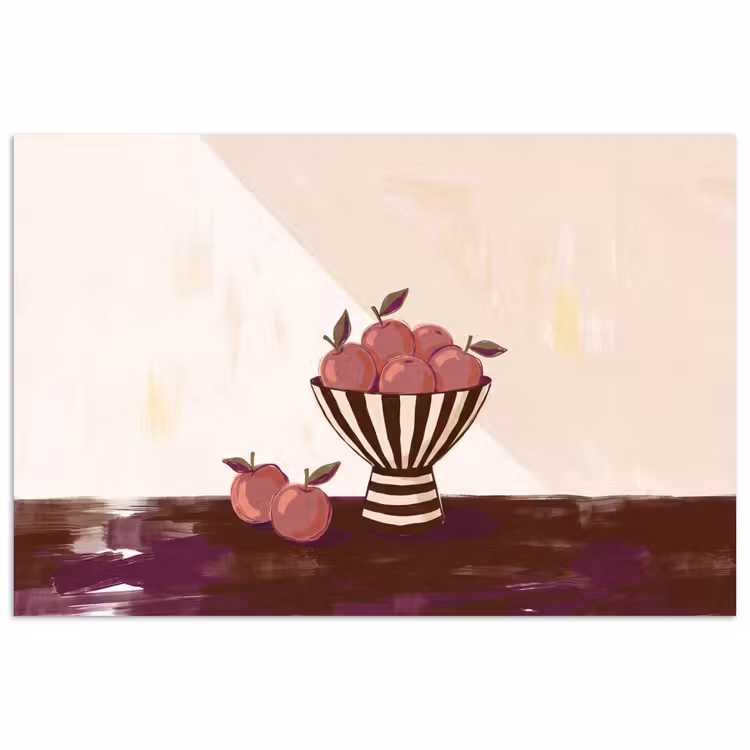 Eten - Schaal - Stilleven - Modern - Rood poster papier klein -3d