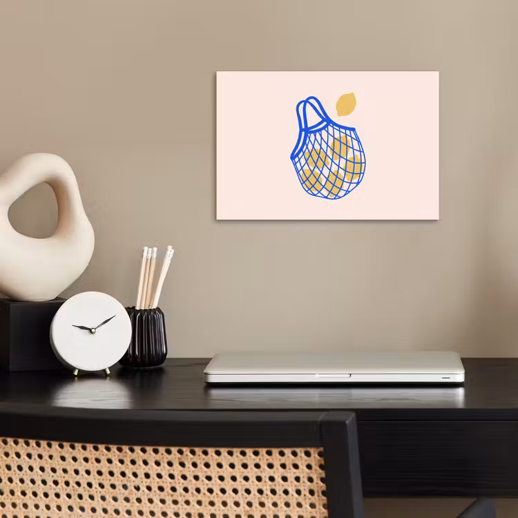 Eten - Citroen - Boodschappen - Abstract - Geel - Blauw poster papier klein -sfeer1