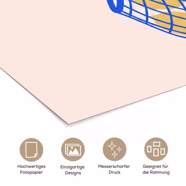 Eten - Citroen - Boodschappen - Abstract - Geel - Blauw poster papier klein -tcloseup_DE