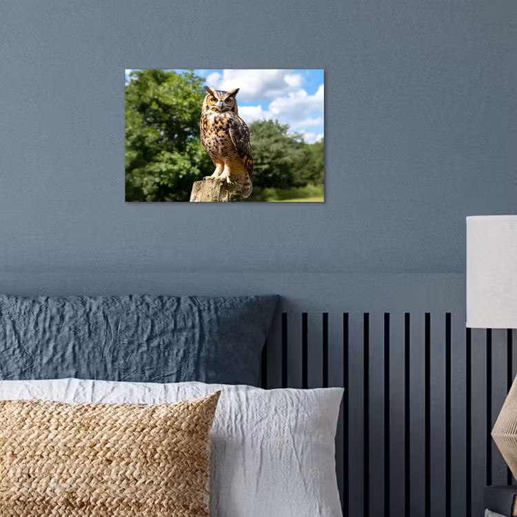 Uil - Boomstronk - Bos - Lucht poster papier klein -sfeer2